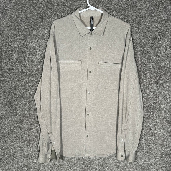 Lululemon Soft Knit Overshirt Snap Up Mens XL Long Sleeve Shirt Beige Casual - Picture 1 of 8